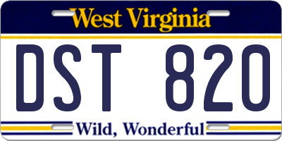 WV license plate DST820