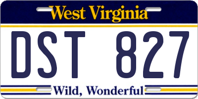 WV license plate DST827