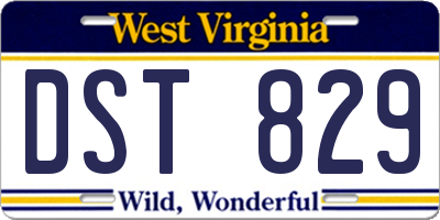 WV license plate DST829