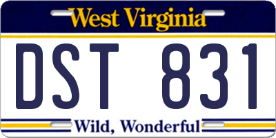 WV license plate DST831