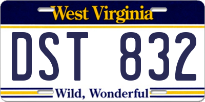 WV license plate DST832