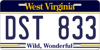 WV license plate DST833