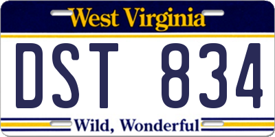 WV license plate DST834