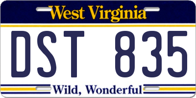 WV license plate DST835