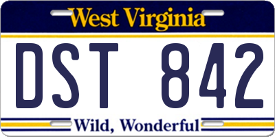 WV license plate DST842