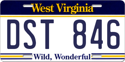 WV license plate DST846