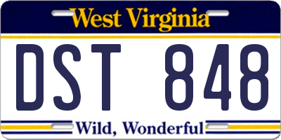WV license plate DST848