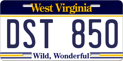 WV license plate DST850