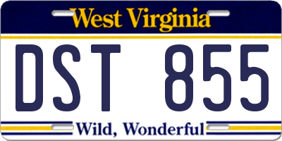 WV license plate DST855