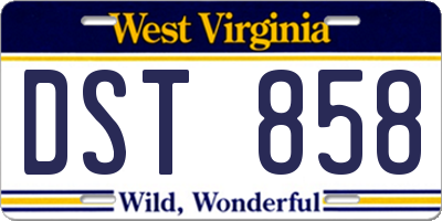 WV license plate DST858