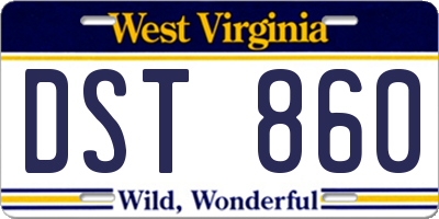 WV license plate DST860