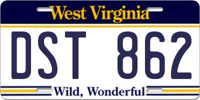 WV license plate DST862