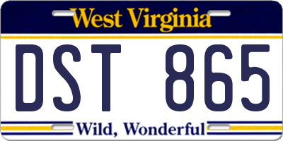 WV license plate DST865