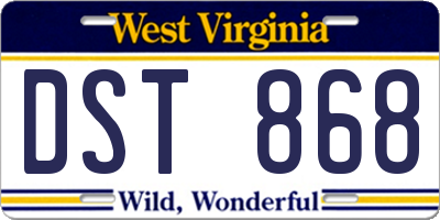 WV license plate DST868