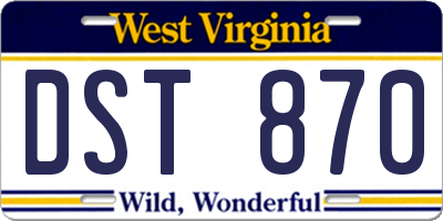 WV license plate DST870