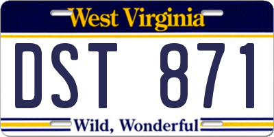 WV license plate DST871