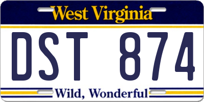 WV license plate DST874