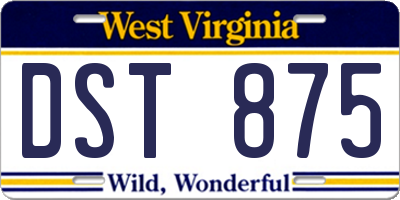 WV license plate DST875