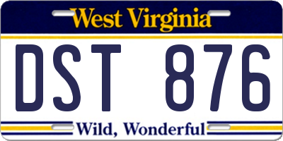 WV license plate DST876