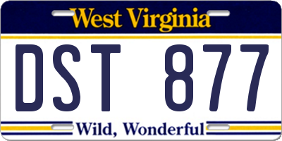 WV license plate DST877