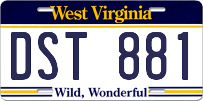 WV license plate DST881