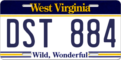 WV license plate DST884