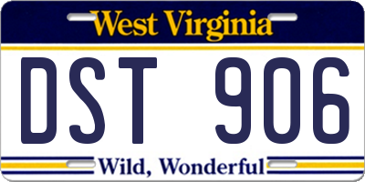 WV license plate DST906