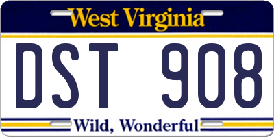 WV license plate DST908