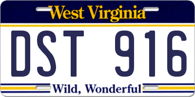 WV license plate DST916
