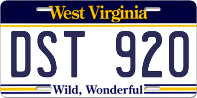 WV license plate DST920