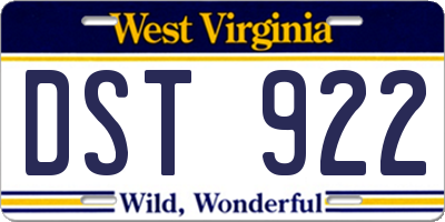 WV license plate DST922