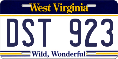 WV license plate DST923