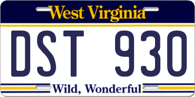 WV license plate DST930
