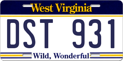WV license plate DST931