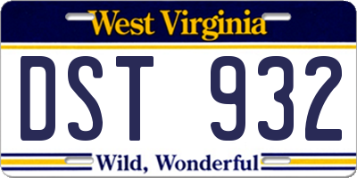 WV license plate DST932