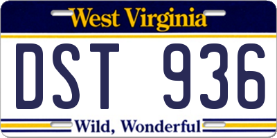 WV license plate DST936