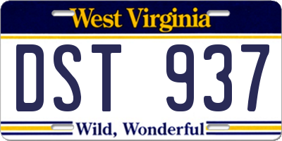 WV license plate DST937