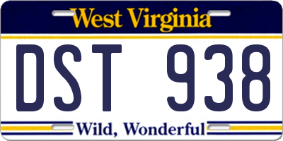 WV license plate DST938