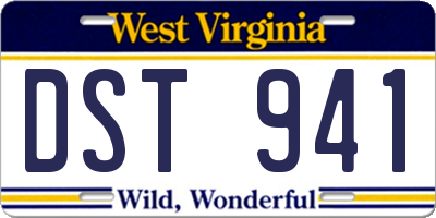 WV license plate DST941
