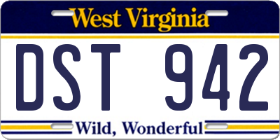 WV license plate DST942