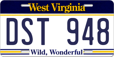 WV license plate DST948