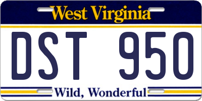 WV license plate DST950