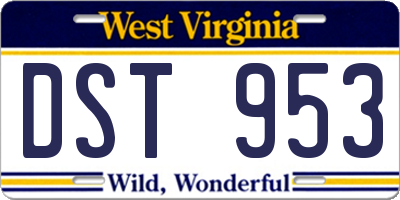 WV license plate DST953