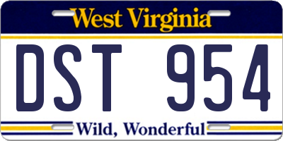 WV license plate DST954