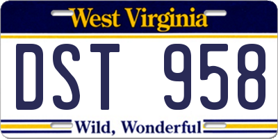 WV license plate DST958