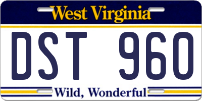 WV license plate DST960