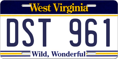 WV license plate DST961