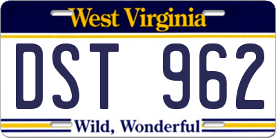 WV license plate DST962