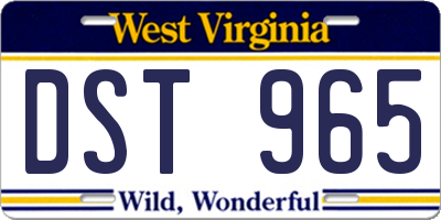 WV license plate DST965