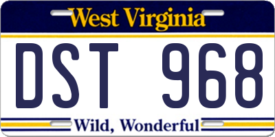 WV license plate DST968